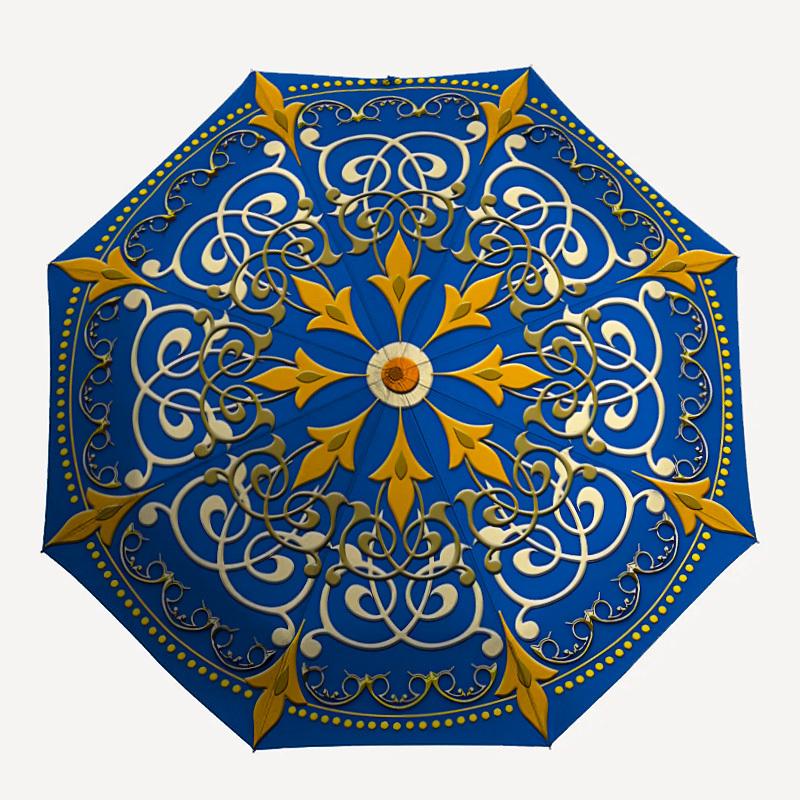 

1pc Ornate Mandala Automatic Folding Umbrella, Lightweight Retractable Compact Travel Umbrella, 8-Rib Sturdy Frame133