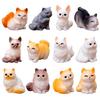 12Pcs Miniature Cat Figurine Mini Simulation Kitten Statue Resin Animal Ornament Microlandscape Dollhouse Car Dashboard Decoration