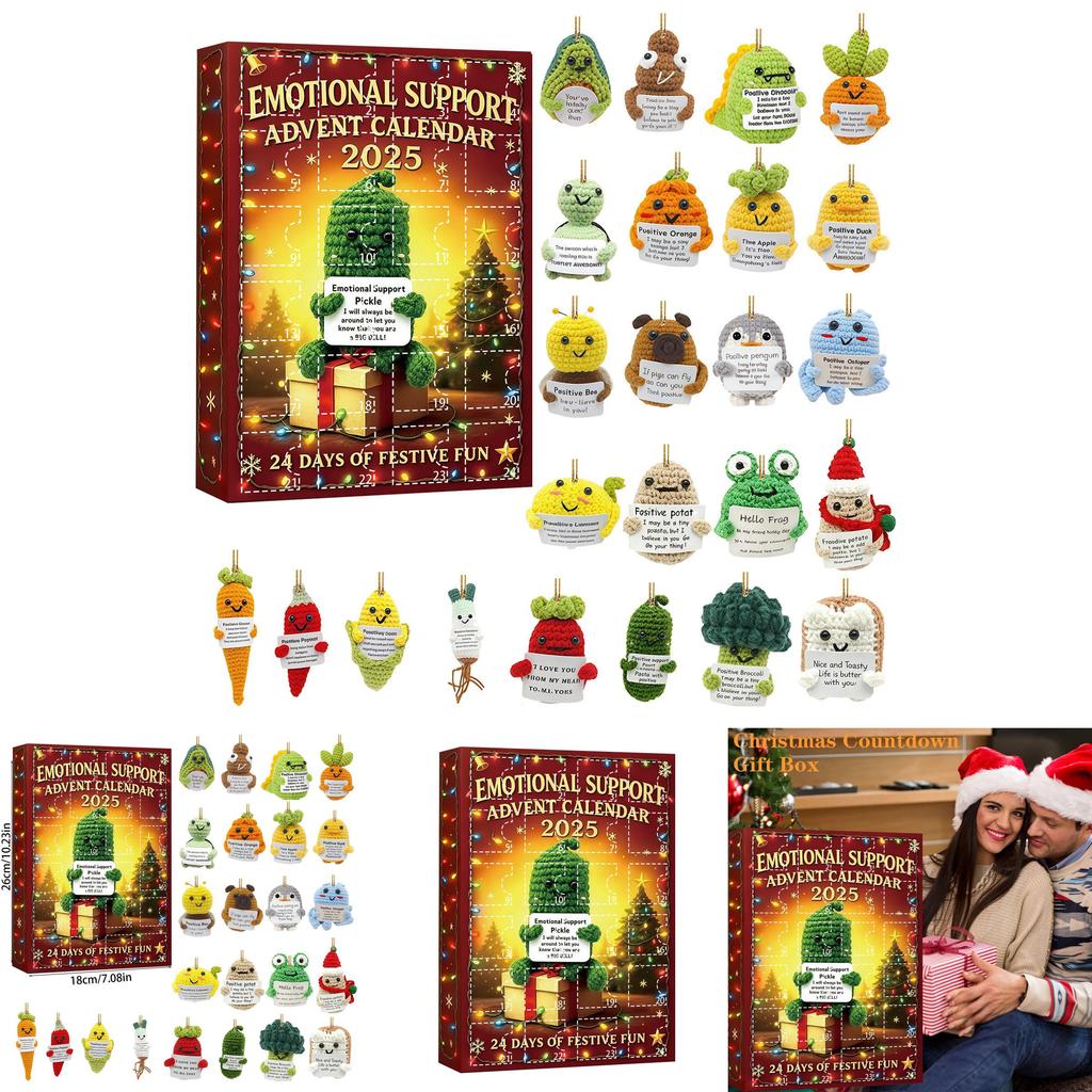 Weihnachts-Adventskalender zur emotionalen Unterstützung mit Cartoon-Acryl-Dekorationen zum Verschenken