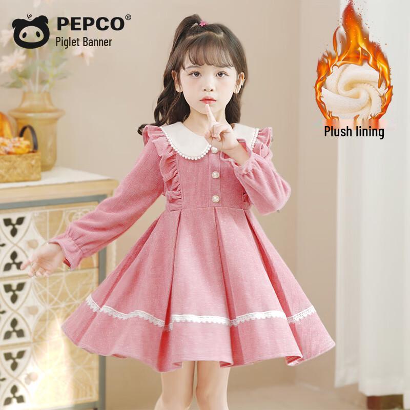Зимнее плюшевое платье принцессы с оборками для девочек PEPCO 110