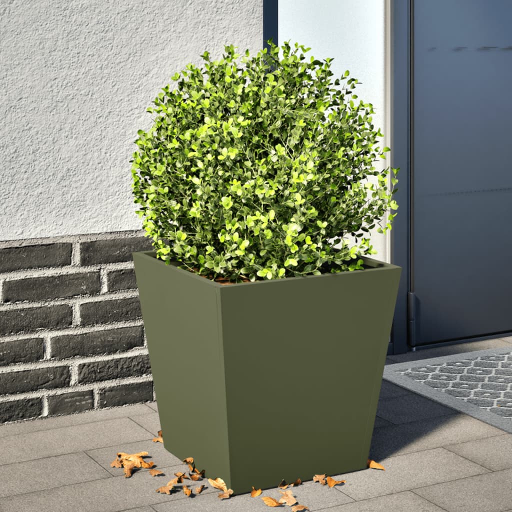 Vidaxl Garden Planter, Olive Green, 40X40X40 Cm, Steel