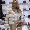 Women's Short Imitation Fox Faux Fur Coat with Long Sleeves