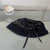 Subculture Lace Hollow Cold Hat Summer Thin Women's Black Japanese Stacking Hat Bow Design Sense Bag Head Hat