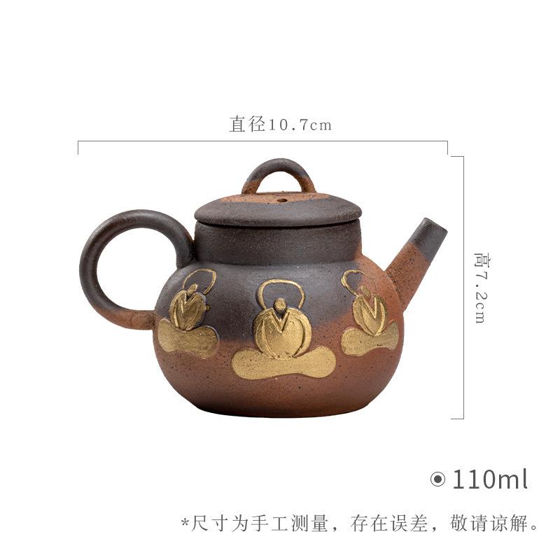 110ml Japanese Style Wood Fired Prajna Sitting Buddha Teapot Antique Tea Infuser Pot Tea Making Kettle With Filter Cafes Craft