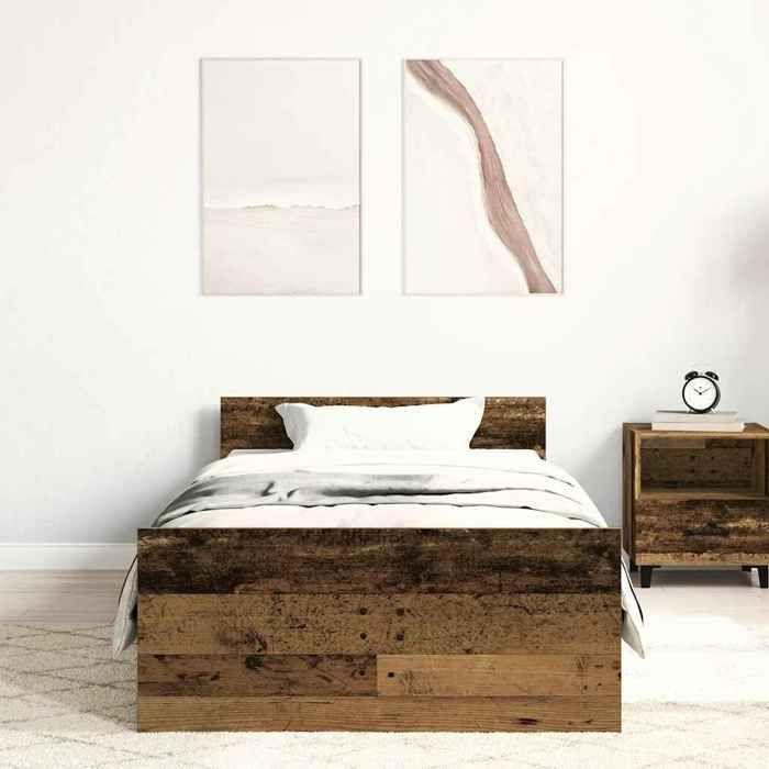 VidaXL Cadre de lit sans matelas vieux bois 100x200 cm bois ingénierie 857476