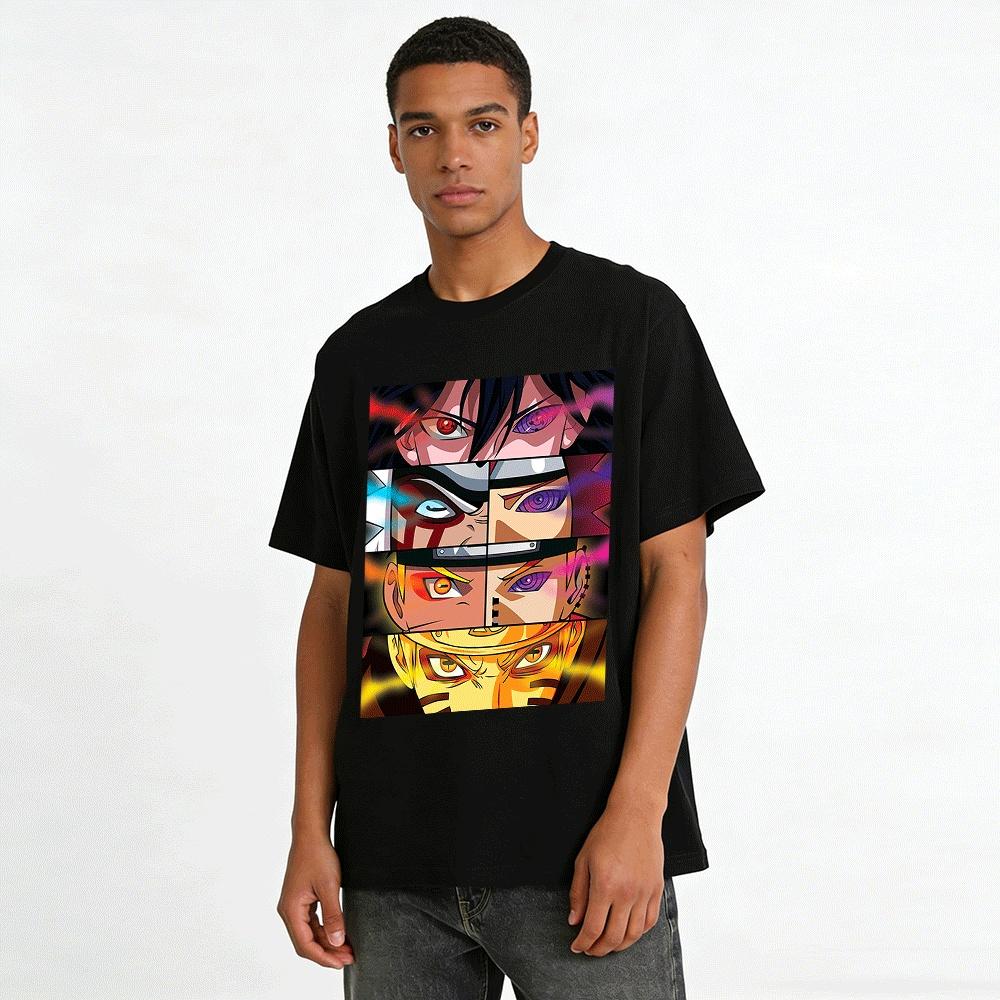 Naruto Sharingan Rinnegan Anime Graphic Tee For Fans Pure cotton T-shirt
