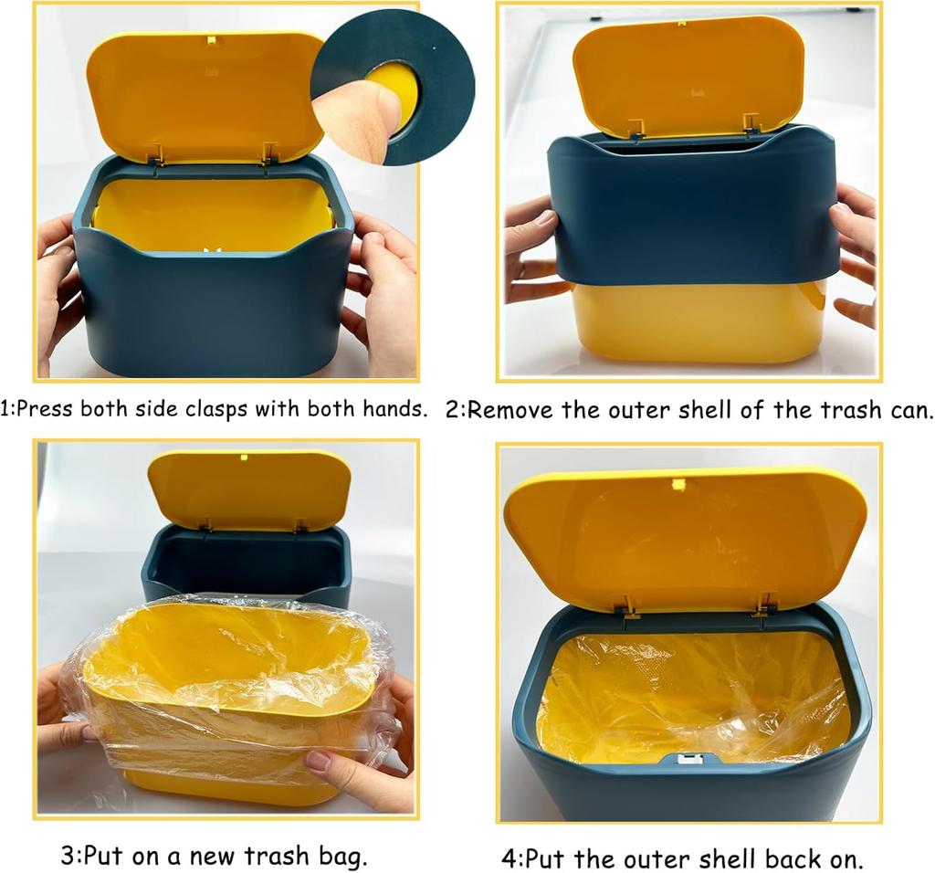 Cat Litter Trash Can Mini Countertop Cat Litter Disposal Bin with Press Type Lid Pet Poop Trash Can