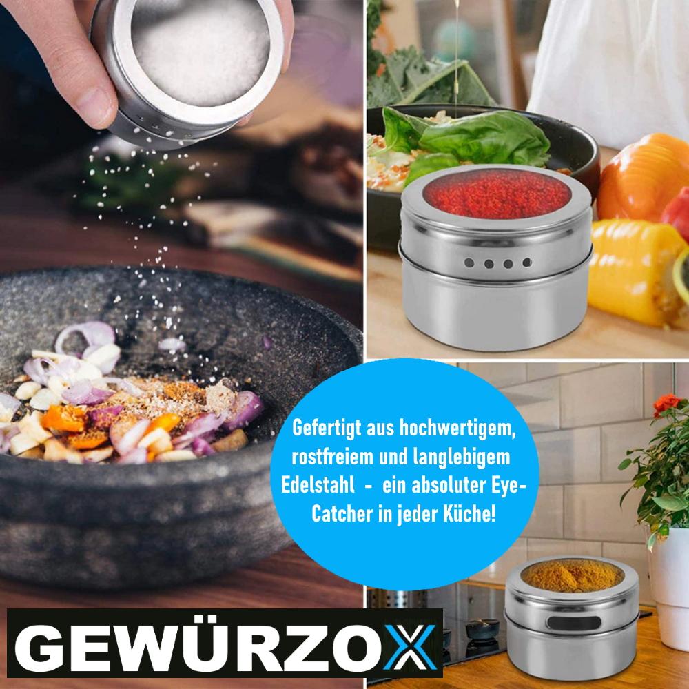 GEWÜRZOX Spice Jars Spice Shaker Spice Rack Stainless Steel Spice Jars Magnetic
