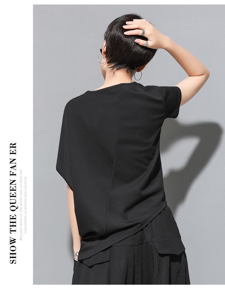 Trendy Asymmetrical Bat Sleeve T-Shirt - Summer Women's Niche Design