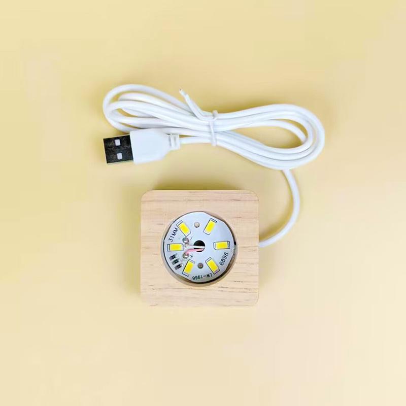 Solid Wood Touch Lamp Base: White/Warm Light 7-Color LED Night Light Display Pad
