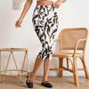 Women's Casual Pleated Pants with Elastic Waist, Slim Fit, Split Hem