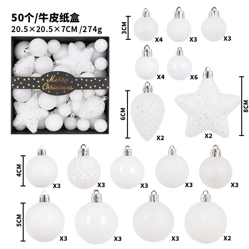 50pcs Solid Color Christmas Baubles Set Glitter Painted Xmas Tree Ornaments Holiday Decor