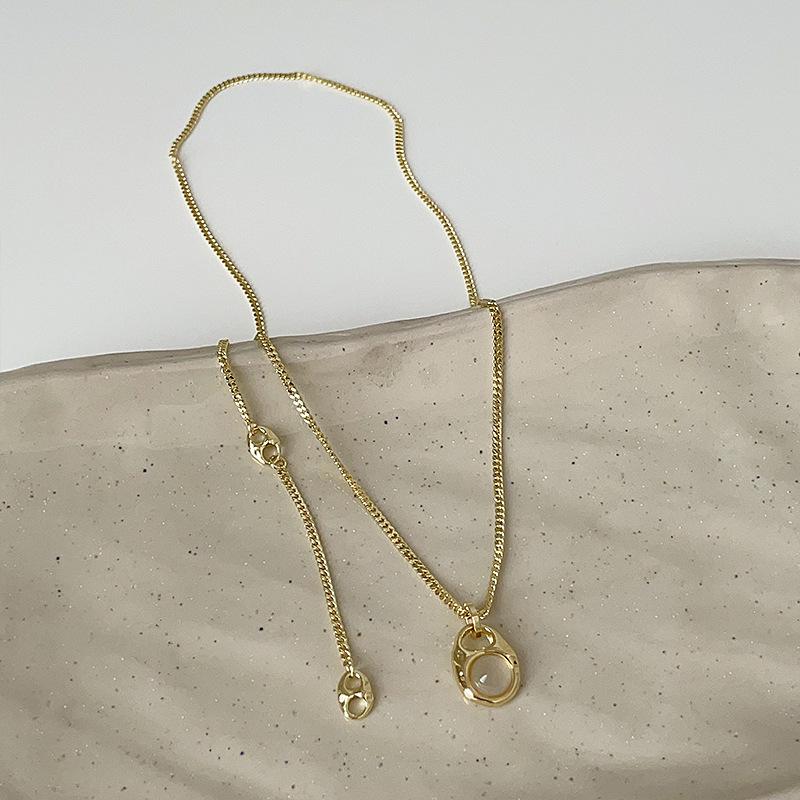 

Ожерелье из металла с подвеской «Холодный ветер» с опалом, женское, простое, индивидуальное, модное, темпераментное, трендовое, универсальное, цепочка на шею, цепочка на ключицу