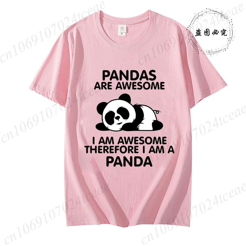 Pandas Are Awesome Print Unisex Tshirt Casual Tshirt Summer Lazy Panda Animal Graphic Fashion Female Tee T Shirts Unisex Clothing