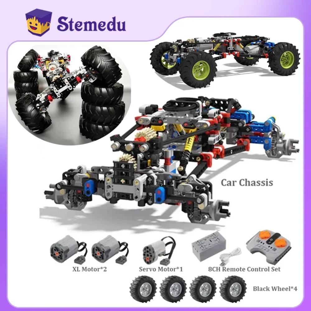 Chassis de Carro RC 4x4 Tração Elétrica Carro de Escalada Off-Road Técnico com Amortecedores de Suspensão 8CH Controle Remoto por APP MOC PF 8882