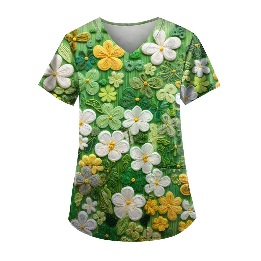 Top da donna con stampa floreale a ricamo simulato 3D