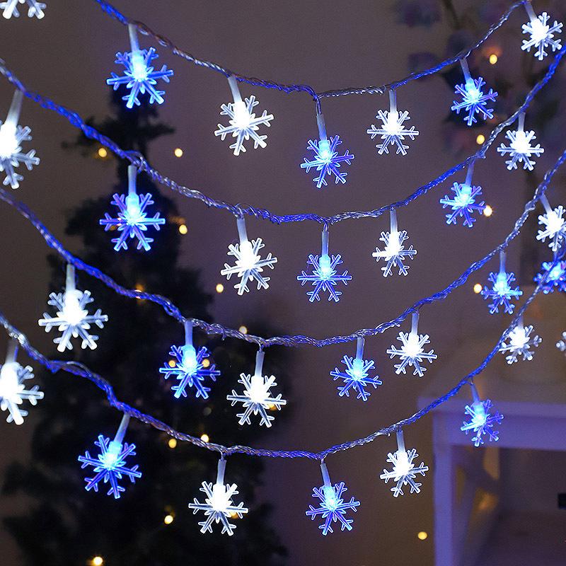 Snowflake LED String Lights - Holiday Fairy Lights for Christmas Tree and Decorations 2m 10 lights Battery