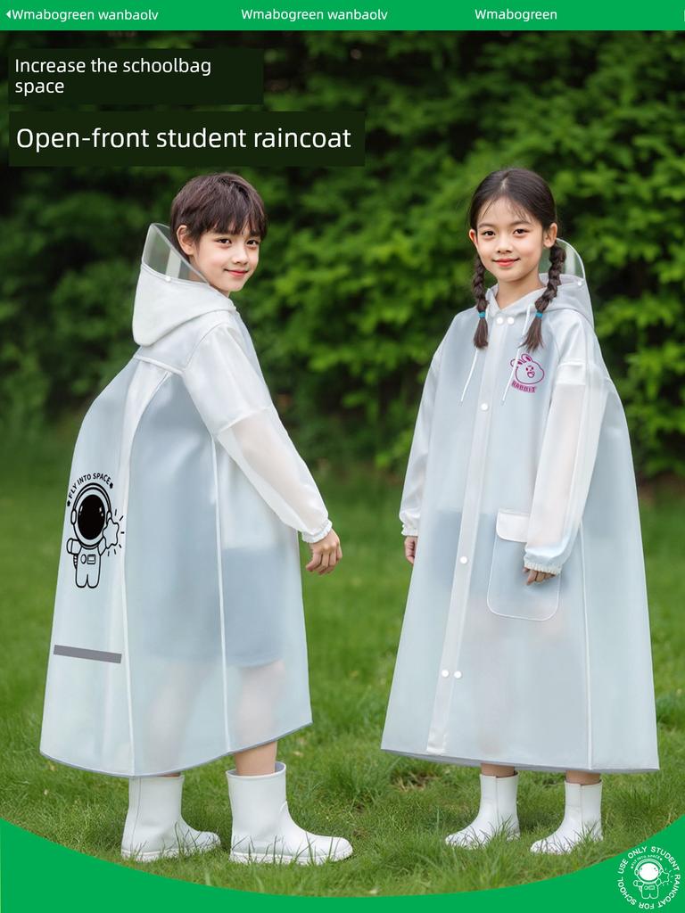 Children's Raincoat for Primary School Students, Boys and Girls, Special for School Use, Long Full-Body Rain Poncho with Backpack Space, Suitable for