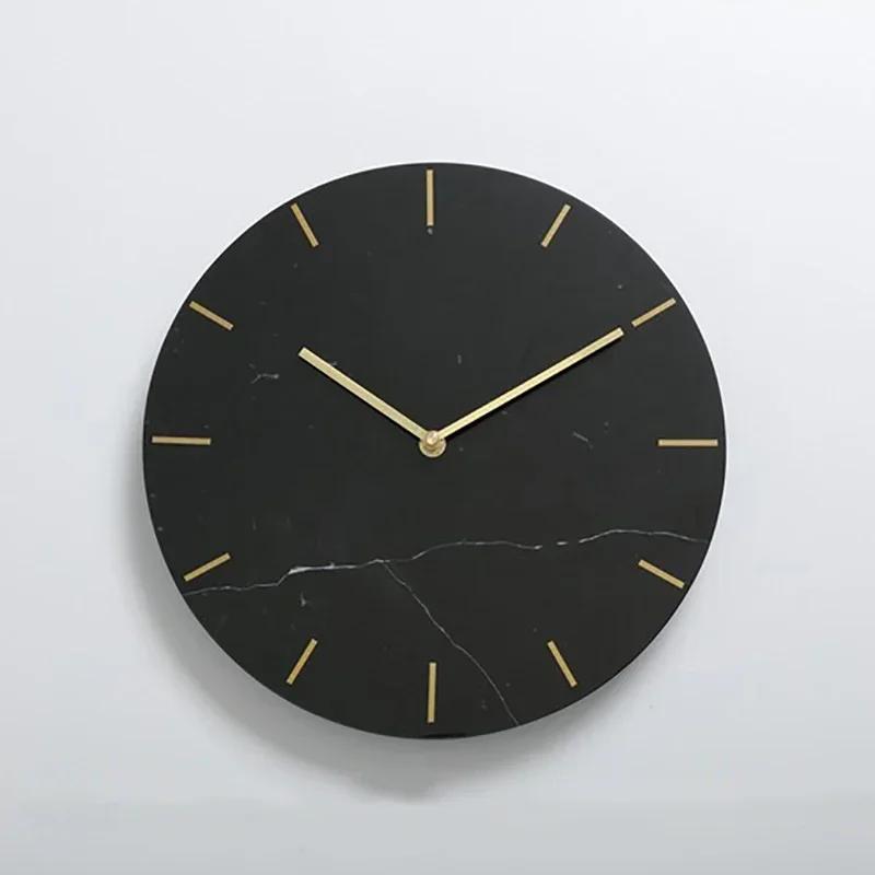 Nordic Large Wall Clock Modern Design Natural Marble Clocks Home Decor for Living Room Luxury Silent Watches Bedroom DecorM5Q1K1