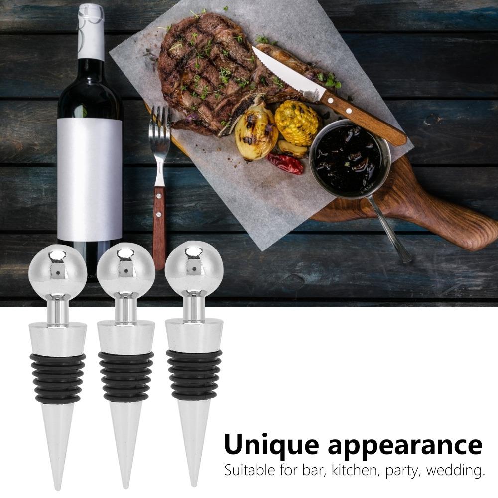 3pcs Leak Proof Vacuum Wine Stopper Silicone Stopper Wine Sealer Bottle Stopper  Hotel