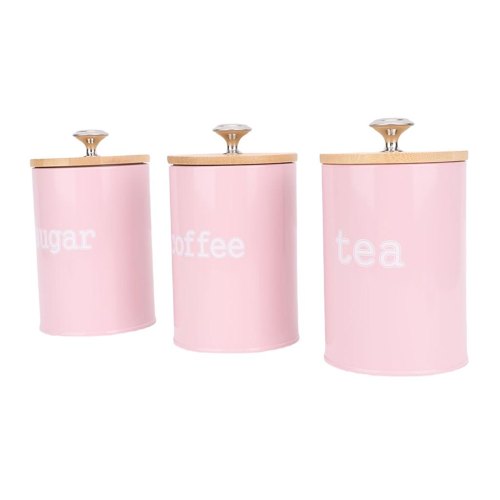 3pcs Storage Canister Multifunctional Airtight Iron Storage Jar with Lid for Tea Coffee Sugar