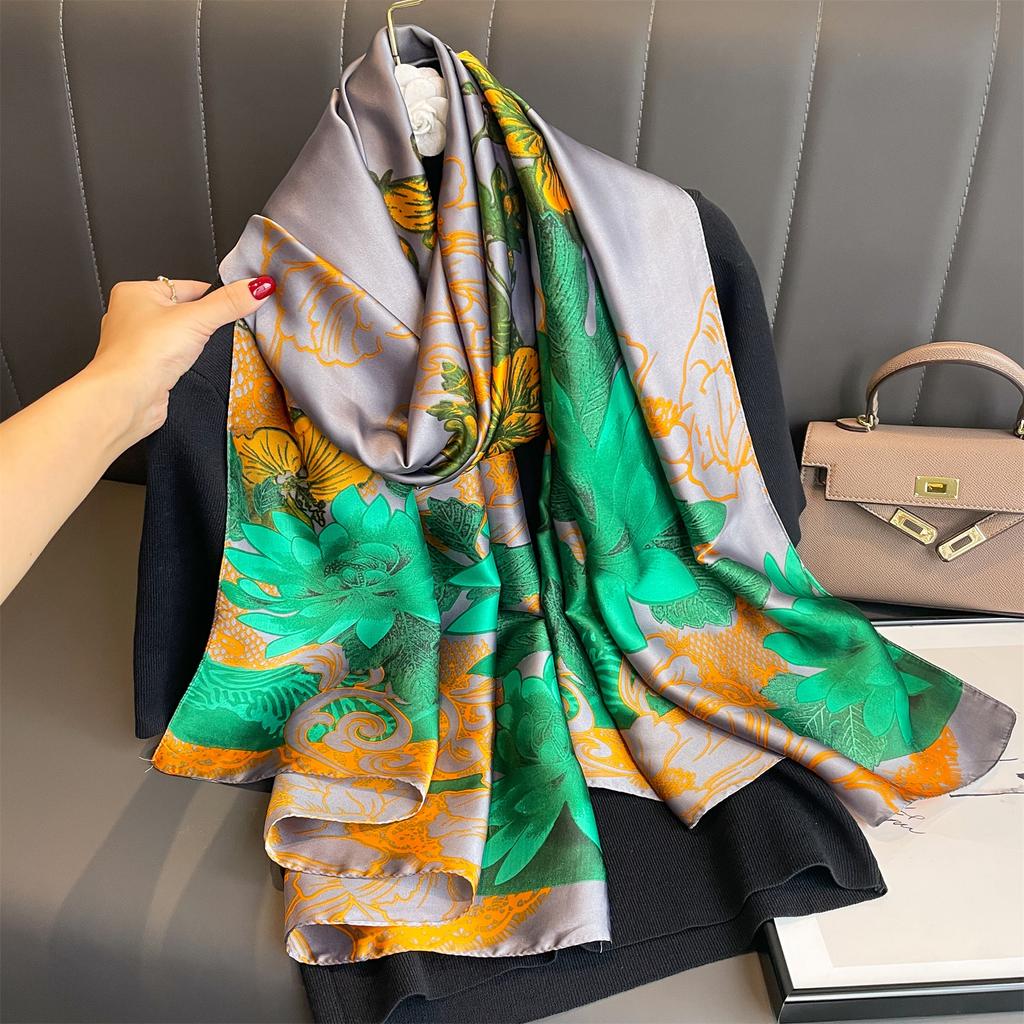 Spring Dustproof Print Shawls Winter Ethnic Style Satin Scarves Fashion Sunscreen Beach Towel Popular 180X90Cm Big Bandanna