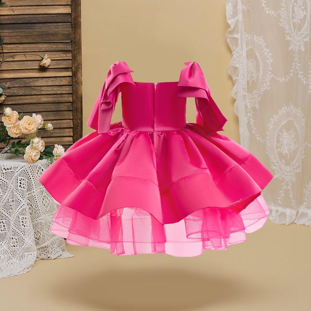 Robe de Princesse Satinée pour Filles – Jupe Plissée Papillon pour l'Été et la Remise des Diplômes