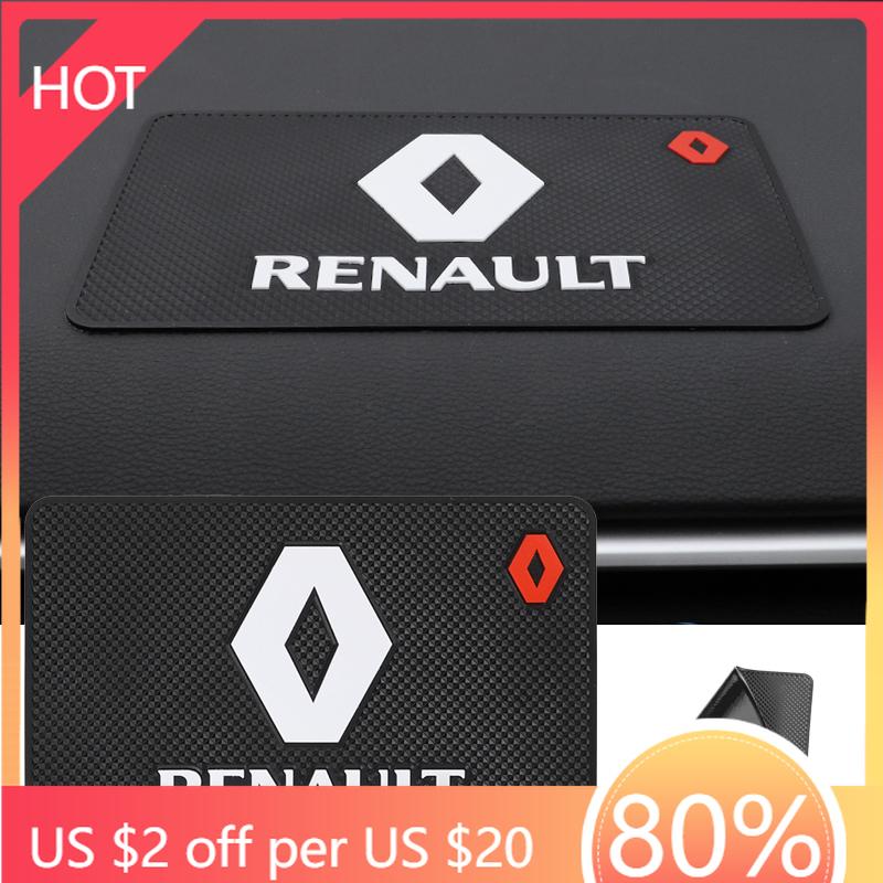 Radkappen 1 Stück Auto Logo Rutschfeste Matte Auto Armaturenbrett Klebriges PVC-Pad Für Renault Megane 2 3 4 Twingo Clio Talisman Captur Trafic Kw