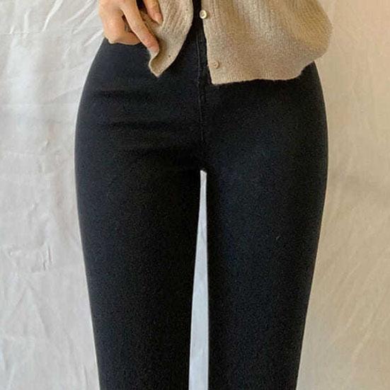 Women's Large Size Jeans High Waist Stretch Skinny Denim Trousers Solid Color Streetwear Vintage Washed Elastic Slim Pencil Pants