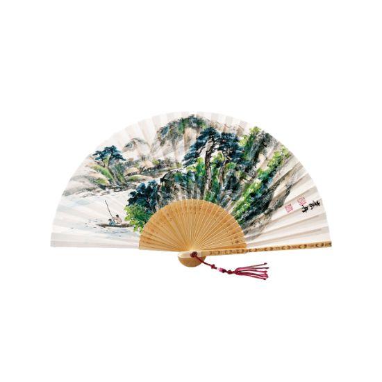 Handcrafted Sodan Traditional Korean Folding Fan Summer Landscape Handpainted