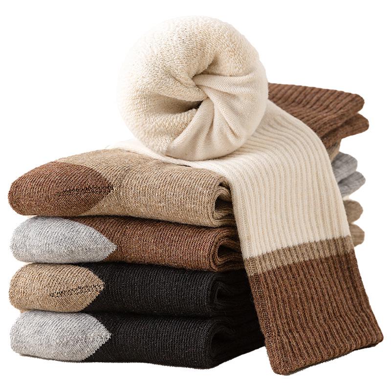 Men's Thick Terry Knit Socks: Warm, Casual Cotton for Autumn/Winter, Ski, and Mountaineering Cold Protection