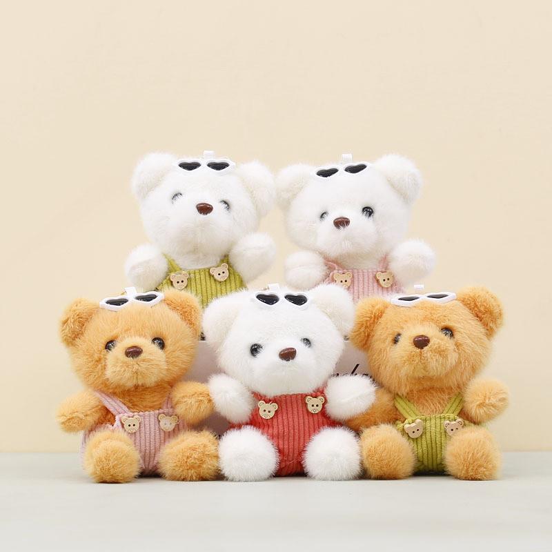 Overalls Cartoon Sunglasses Plush Bear Toys Pendant Ornament For Bag Decoration