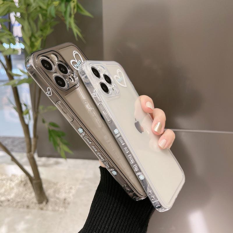 Simple Couple IPhone16 Apple Mobile Phone Shell 16Pro Max Transparent 13 Suitable for 8plus Side XS Soft Shell