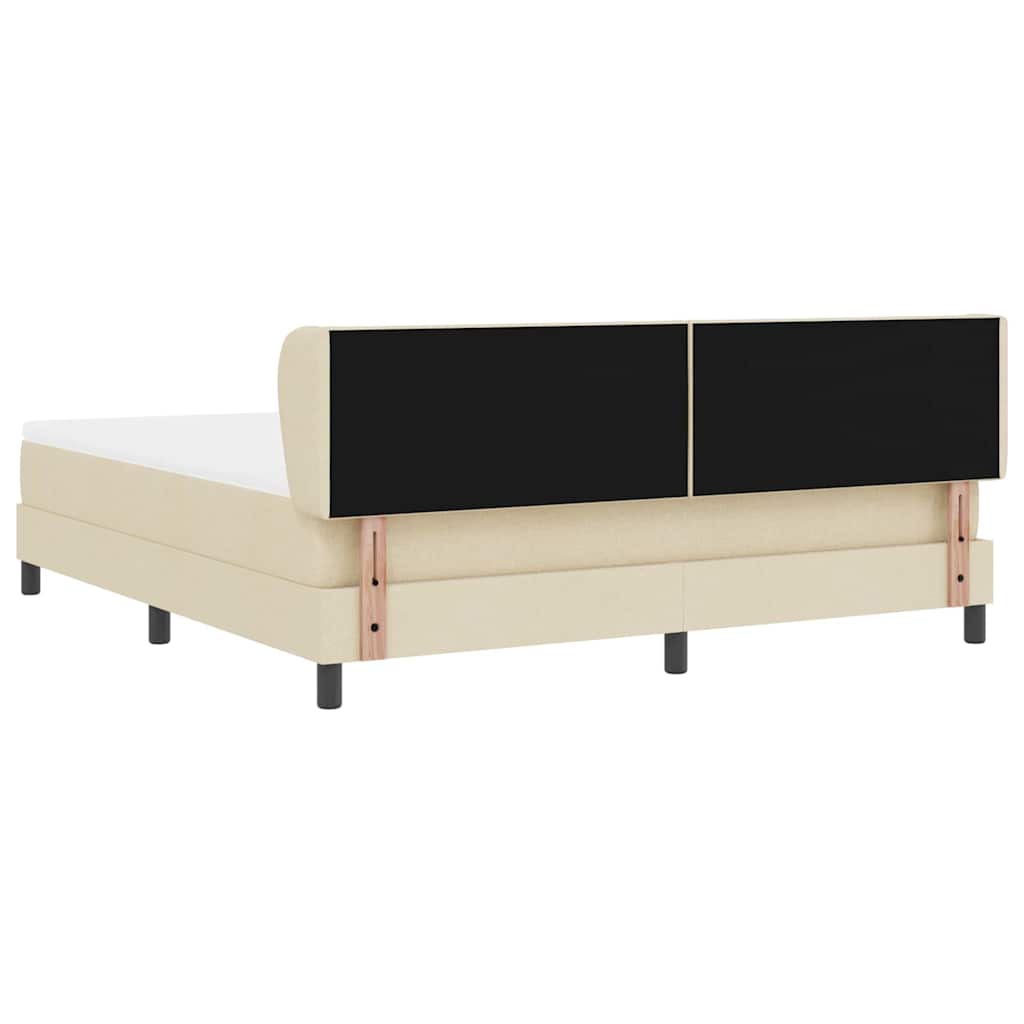 Box Spring Bed with Headboard Cream 180 x 200 cm Fabric