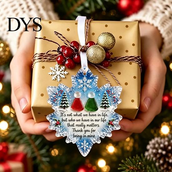 Festive Garden Decorations Snowflake-Shaped Sea Glass Ornament, Acrylic Christmas Friendship Keepsake, Coastal Inspired Party Supplies Tree