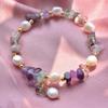 100% Natural Freshwater Pearl & Purple Crystal 14K Gold Filled Female Charm Bracelet  For Women Christmas Gifts No Fade