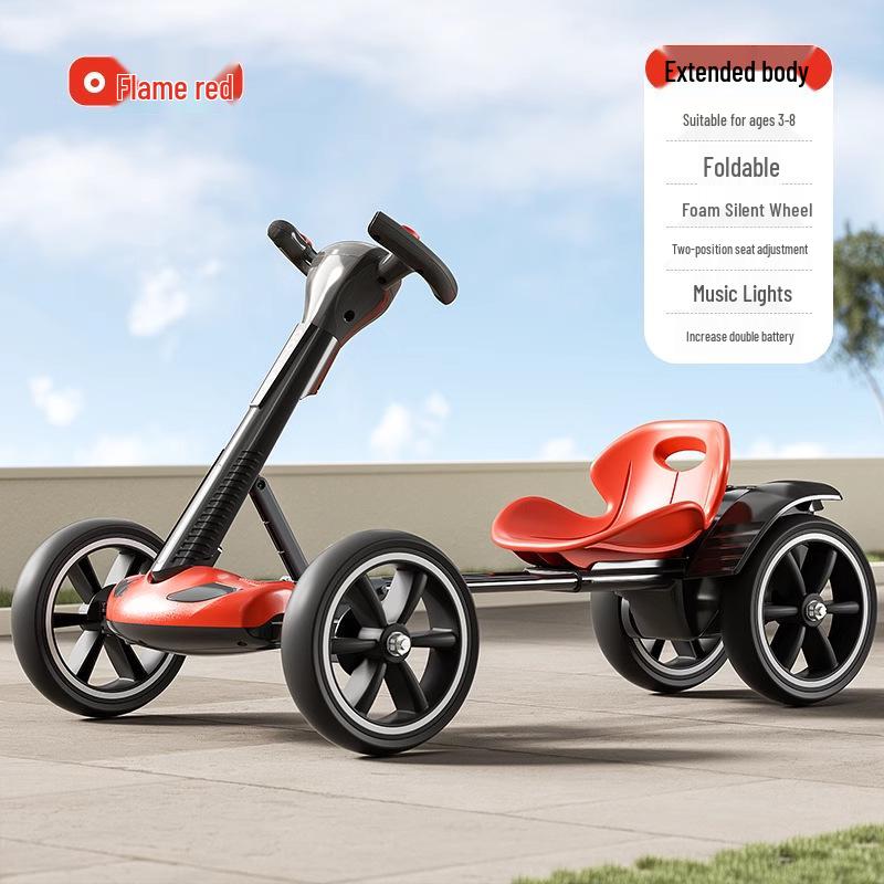 Go-Kart Elétrico Dobrável Carro de Passeio para Crianças 2-8 Anos - Não Requer Instalação