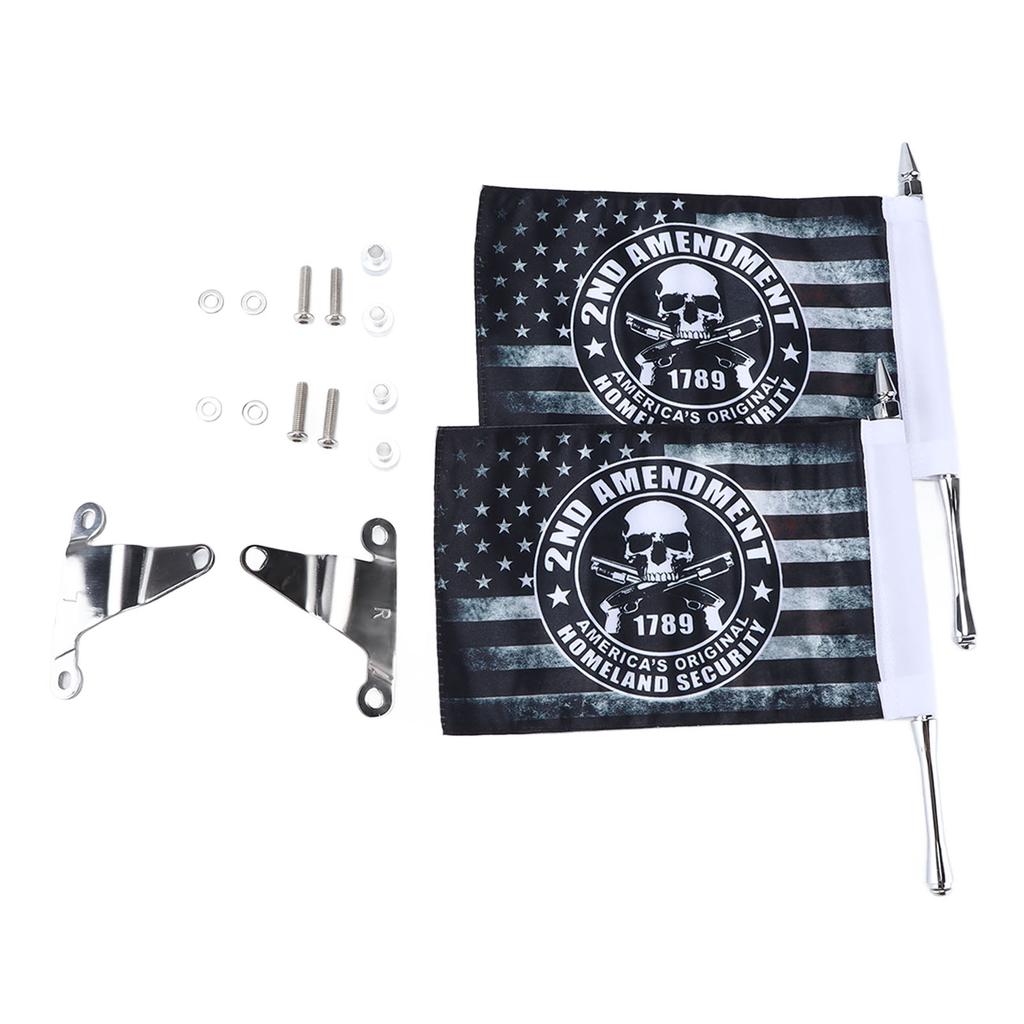 Trunk Lid Flag Pole Mount Kit with Homeland Security Flag L R Replacement for Gold Wing Tour DCT 2018‑2020