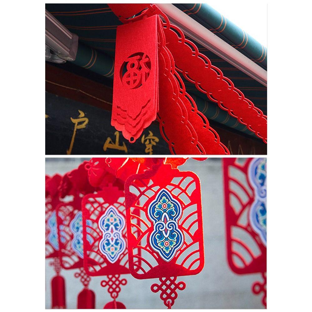 Chinese New Year Lunar Year Banner Spring Festival Garland Wall Hanging Hollow Pennant Party Decor