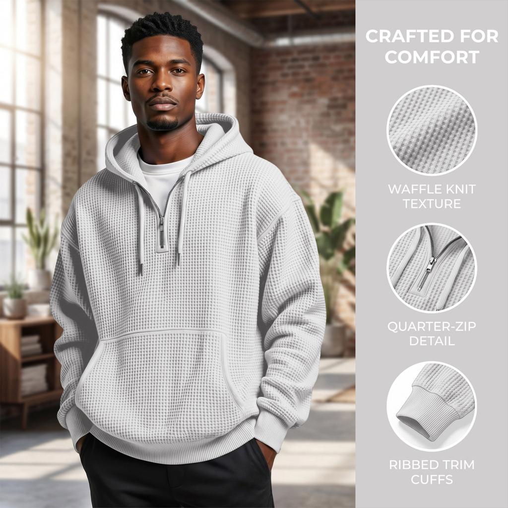 Men's Half Zip Hoodie Knit Color Casual Sweatshirt