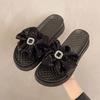 High-end Bow Cool Slippers Women Wear Summer Internet Celebrity Fashion Muffin Heel Thick-soled Heightening Non-slip Beach Shoes