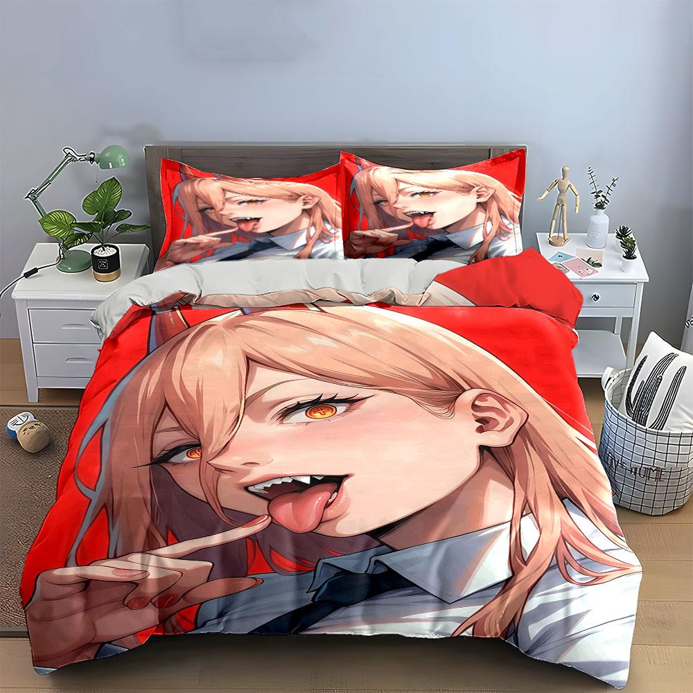 Anime-style Woman Illustration. Bedding Sets Duvet Cover Sets Duvet Covers Pillowcases(1 * Duvet Cover 2 * Pillowcases Without Duvet Insert)