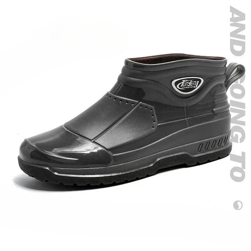 Cooking Low Man Shoes Short Fashion Ankle Chef Kitchen Gum New Wear-resistant Rain Boots for Men Rubber Cheap Garden Wide Toes