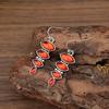 Vintage Round Oval Inlaid Red Stone Earrings Geometric Creativity Silver Color Dangle Earrings for Women Jewelry