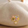 Brooch Pin, Cartoon Cat Design Lapel Pin with Cubic Zirconia, Anti-Exposure Button Cardigan Pin for Bags Hats
