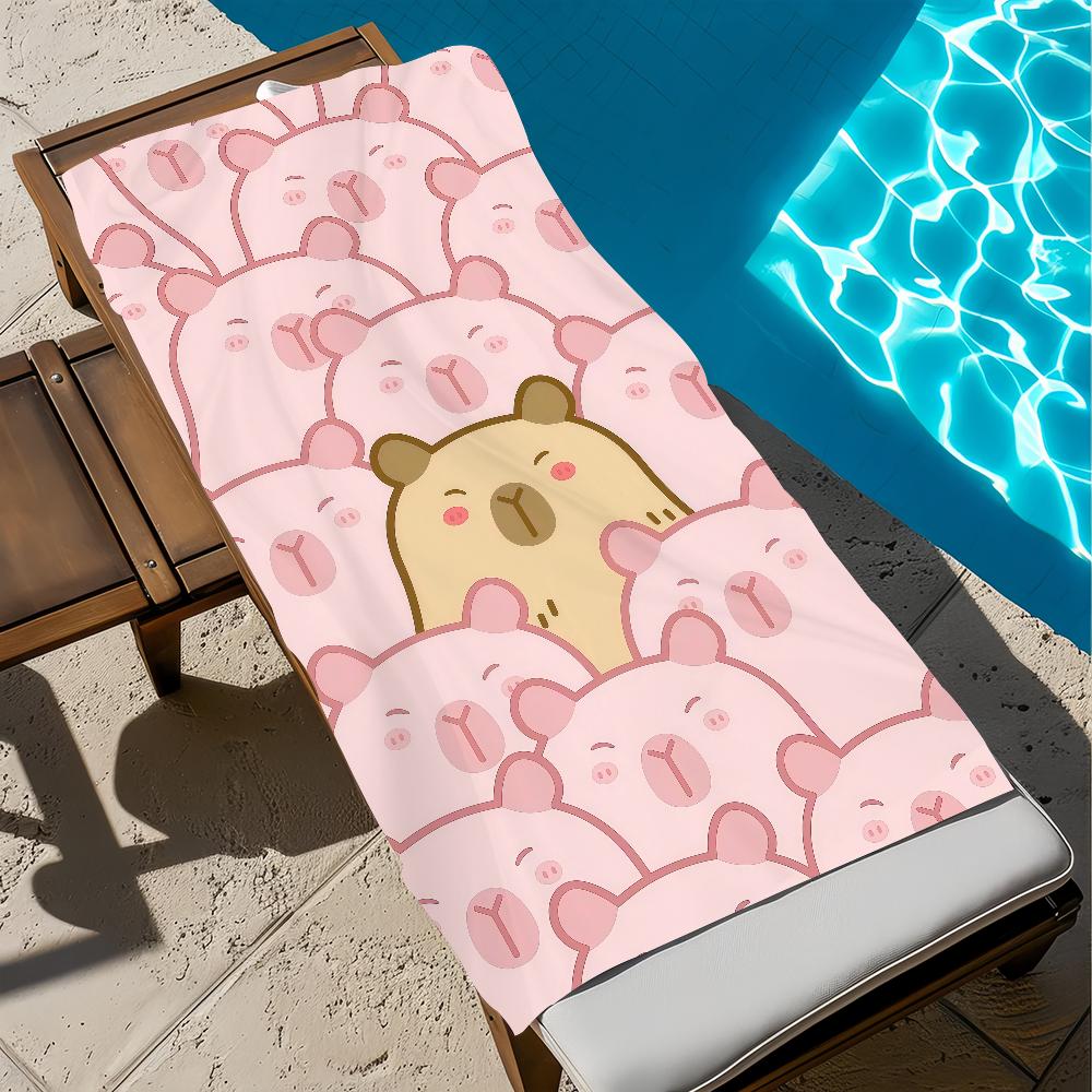 Cute C-capybara Towel Large Quick-Drying Microfiber soft Beach Towel for Travel Fitness Sauna Bathing Camping
