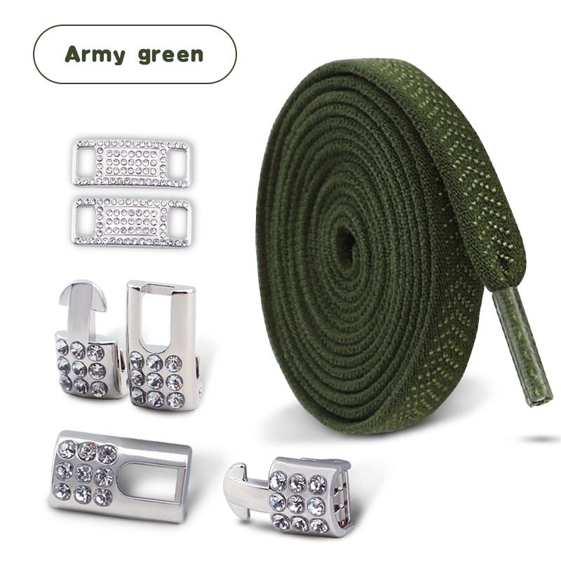 No Tie Shoe laces Elastic Laces Sneakers Tennis Silver Diamond buckle Shoelaces without ties Flat Shoelace for Shoes accessories