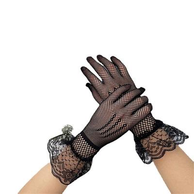 Costume Wedding Sexy Hollow Out Full Finger Gloves Mesh Fishnet Gloves Bride Mittens Lace Gloves