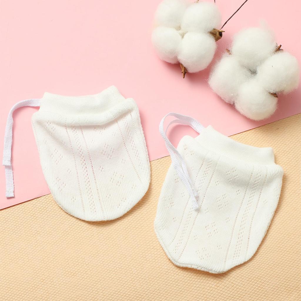 Adjustable Baby Mittens for Organic and Easy To Long Set of Newborn To 12 White [MOMSMENU] Newborns, Cotton, Spring, Summer, Fall, Winter, Wear,
