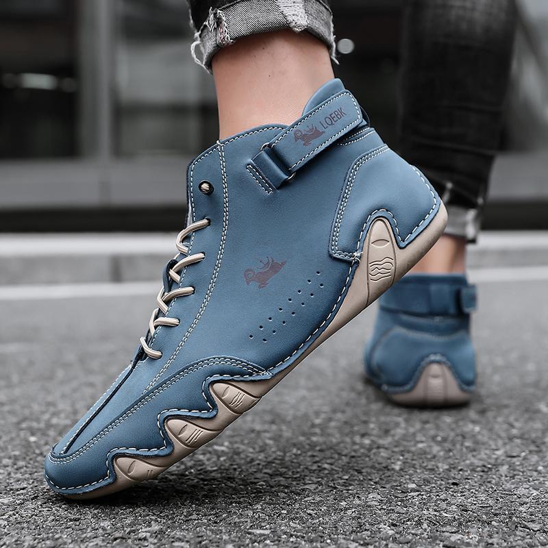 Pánské boty ležérní vysoké tenisky měkká podrážka módní pánské nazouvací kožené boty na řízení a chůzi pohodlí luxus kotníkové boty